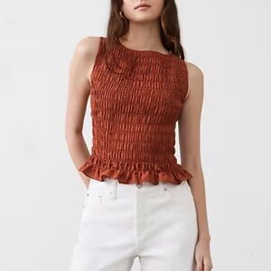 Banana Republic Boatneck Terracotta Ruffled Sleeveless Blouse